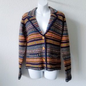Sparrow Anthropologie Boho Pattern Blazer Sweater